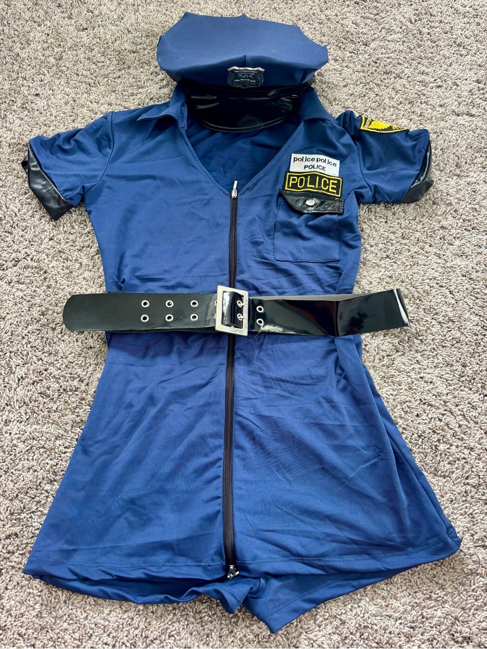 Sexy Police Officer Romper Costume w/ Hat & Belt - Size small